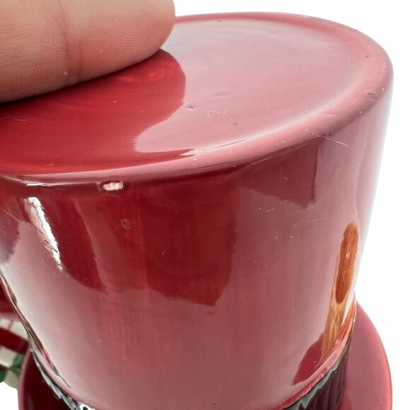 Fitz And Floyd Snack Therapy Snowman Teapot Cup Set Vintage Red Black with Box - Picture 8 of 14